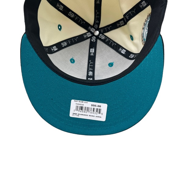 Exclusive Hat Club "Tropics" Seattle Mariners New Era 59Fifty 2 Tone Aqua 7 1/2 - Picture 5 of 5